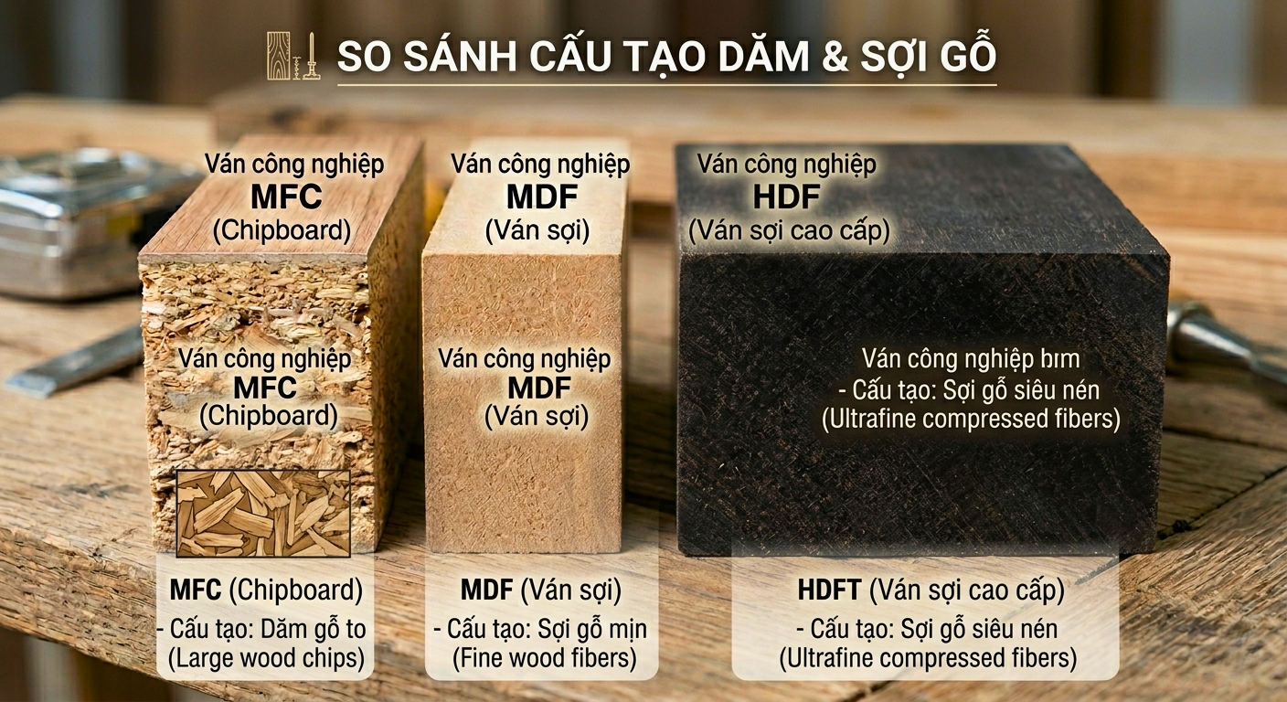 So sánh cấu tạo và sợi gỗ