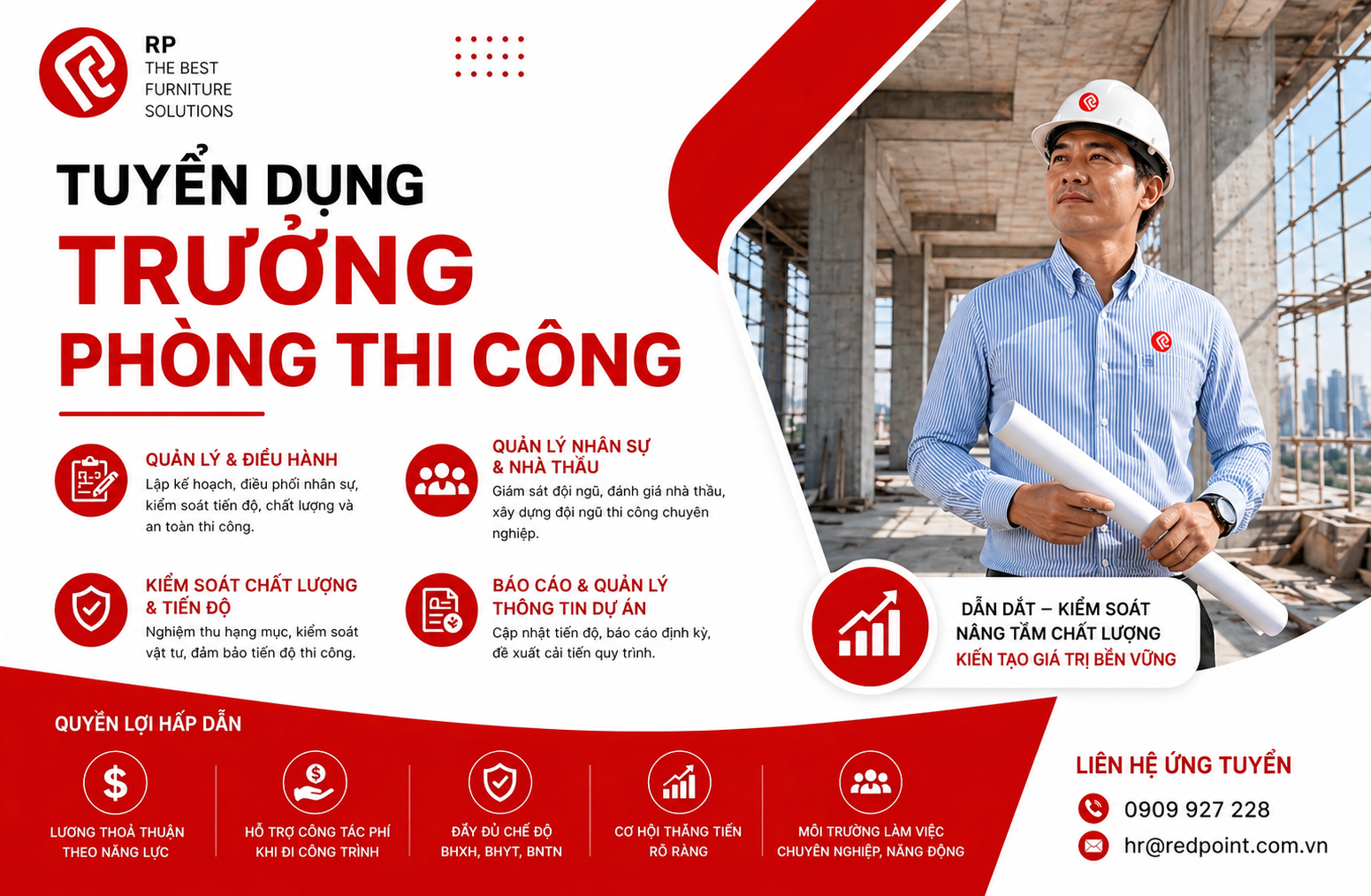 tuyển dụng trưởng phòng thi công