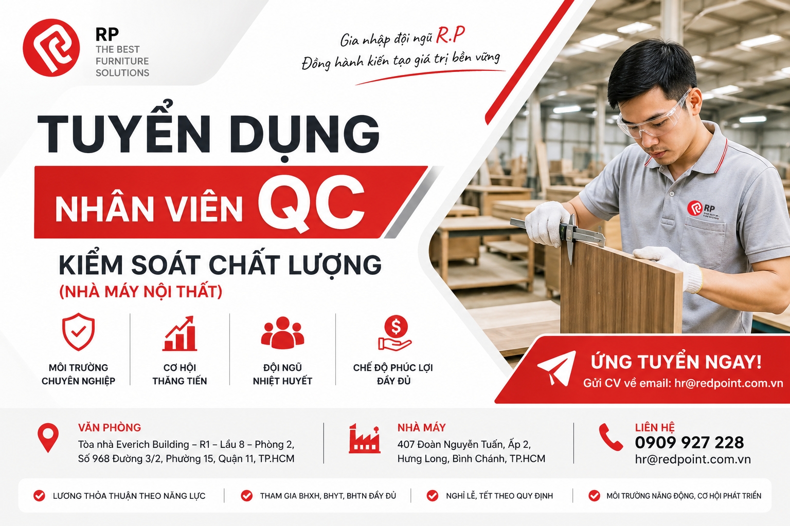 [TUYỂN DỤNG] NHÂN VIÊN QC – KIỂM SOÁT CHẤT LƯỢNG