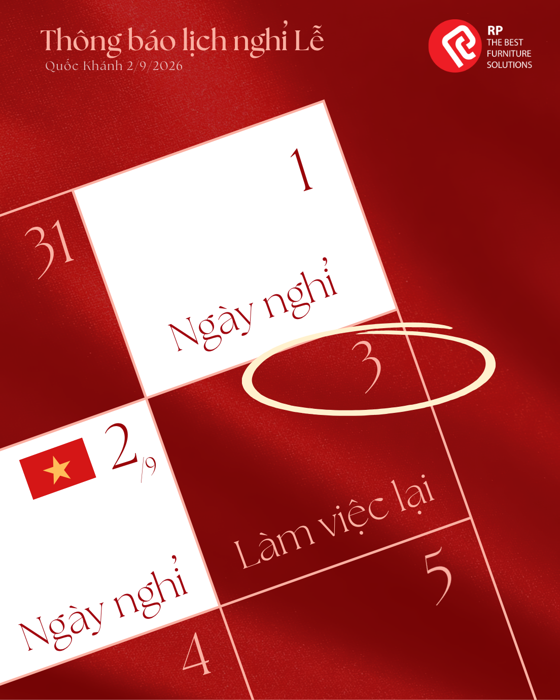 THÔNG BÁO LỊCH NGHỈ LỄ QUỐC KHÁNH 02/09/2026